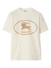 Burberry Men Beige Crewneck T-shirt With Maxi Logo On The Front In Cotton Man In White