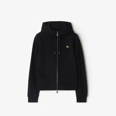 Burberry Knight Stamp Cotton Zip Hoodie In Black