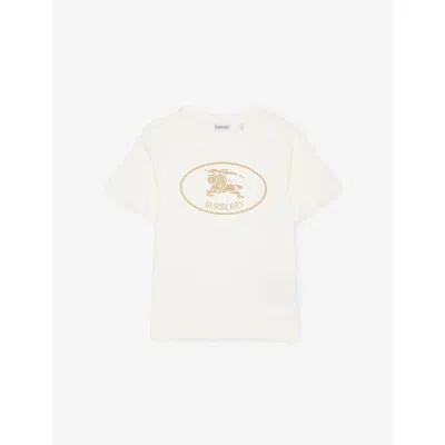 Burberry Kids' Chalk White Knight Stamp Cotton-jersey T-shirt 4-