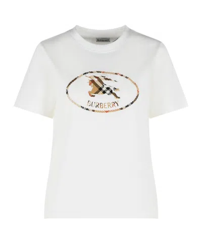 Burberry Knight Stamp Crewneck T-shirt In White
