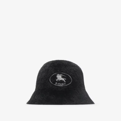 Burberry Knight Stamp Faux Fur Bucket Hat In Black