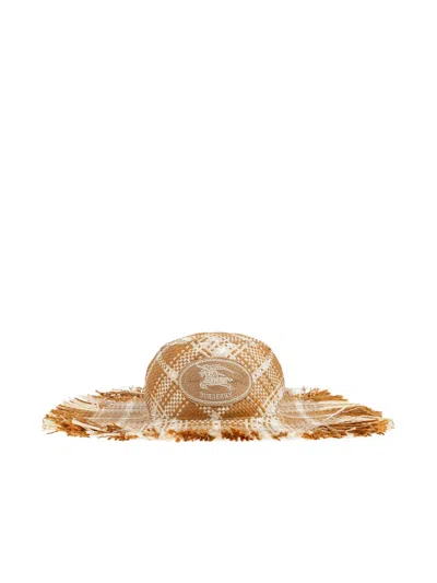 Burberry Knight Stamp Fringed-details Sun Hat In Gray