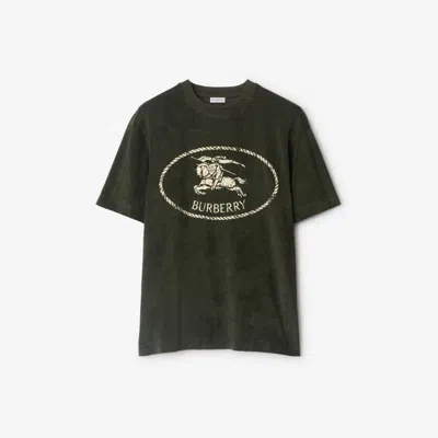 Burberry Knight Stamp Towelling T-shirt In Black