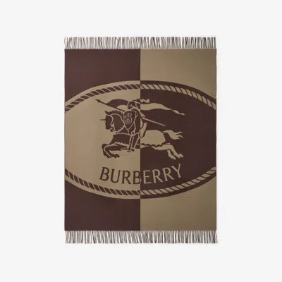 Burberry Knight Stamp Wool Blanket In Brown