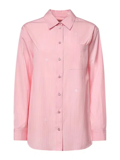 Burberry Knight Striped Cotton Fil Coup Shirt In Pink