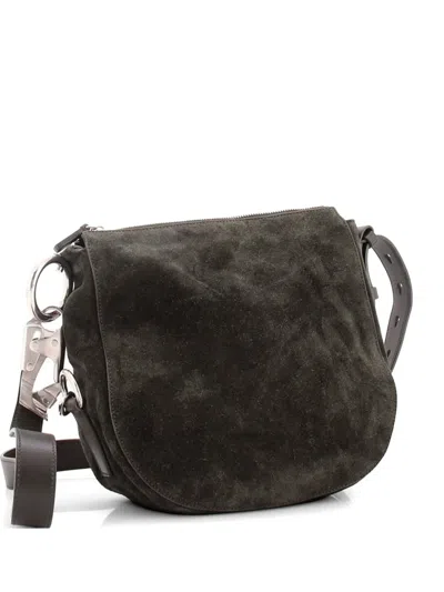Pre-owned Burberry Knight Suede Small Shoulder Bag In Green