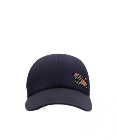 Burberry Knight Tropical Gabardine Baseball Cap In Blue