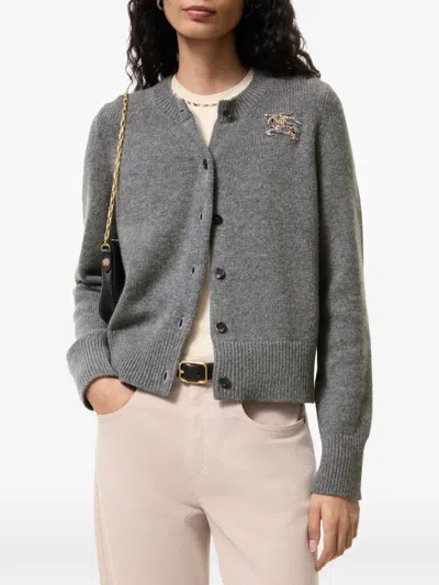 Burberry Knight Wool Cashmere Cardigan In Grau