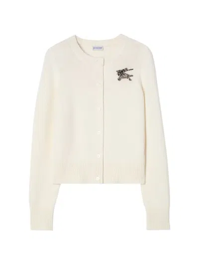 Burberry Knight Wool Cashmere Cardigan In Neutral