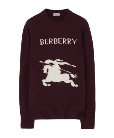 Burberry Knight Wool Cashmere Sweater In Purple