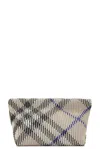 Burberry Ribbed Checked Jacquard-knitted Clutch In Lichen