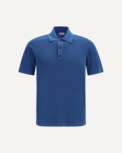 Burberry Knit Polo In Blue