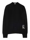 Burberry Check Label Wool Sweater In Negro