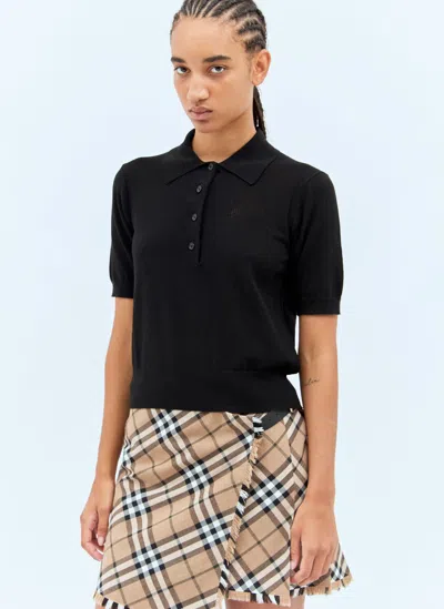 Burberry Knit Polo Shirt In Black