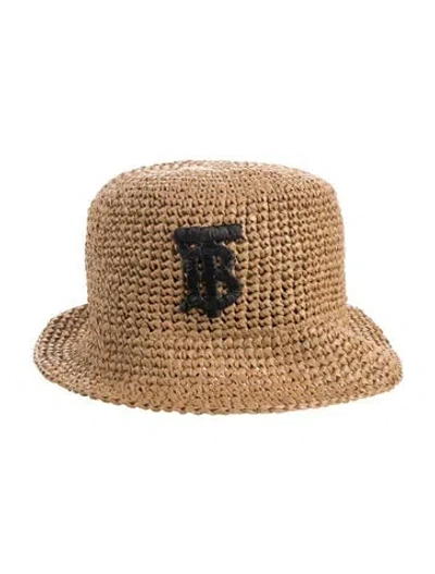 Pre-owned Burberry Knit Raffia Bucket Hat In Black/neutrals
