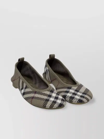 Burberry Knit Round Toe Ballerina Shoes With Textured Sole