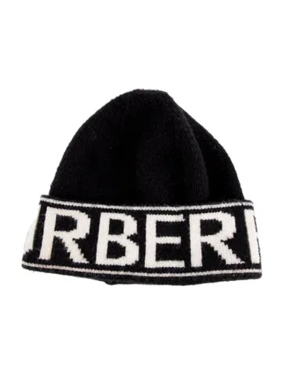 Pre-owned Burberry Knit Spell-out Beanie In Black