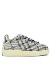 Burberry Box Checked Knitted Sneakers In Blue