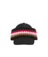 Burberry Baseball Cap With Knit Headband In Black