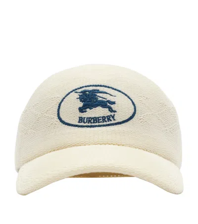 Burberry Knitted Knight Baseball Cap In White