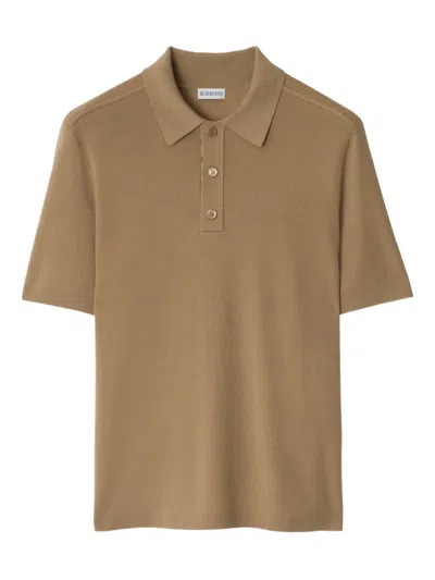 Burberry Knitted Polo Shirt In Nude