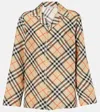Burberry Check Print Silk Shirt In Beige