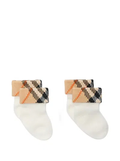 Burberry Babies' Knitted Socks (set Of Two) In Brown
