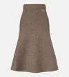 Burberry Knitted Wool-blend Midi Skirt In Brown
