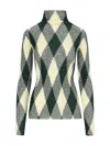 Burberry Checked Intarsia Cotton And Silk-blend Turtleneck Sweater