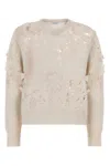 Burberry V-neck Perforated Rib Sweater In Brown