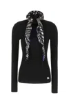 Burberry Scarf Rib Knit Sweater In Black