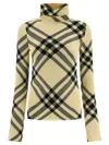 Burberry Checkered Turtleneck Knitwear Long Sleeves In Beige