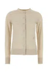 Burberry Sand Wool Cardigan With Ribbed Cuffs And Hem In Beige O Tan