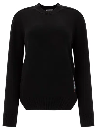 Burberry Ekd Patch Ribbed Knit Sweater In Black