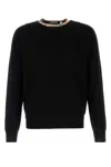 Burberry Crew Neck Knitwear With Distinctive Patterned Collar In Black