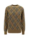 Burberry Brown Check Jumper In Wool And Mohair In Brown