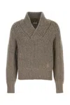 Burberry Soft Wool Knit Sweater With Shawl Collar In Gray