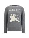 Burberry Graphic Knit Sweater With Ribbed Cuffs And Hem In Gray