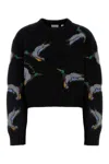 Burberry Wool Crew Neck Sweater With Duck Pattern In Printed
