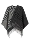Burberry Split Check Fringe Trim Cashmere Cape In Printed