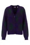 Burberry Purple Cardigan With Argyle Motif In Wool Woman In Royalippattern