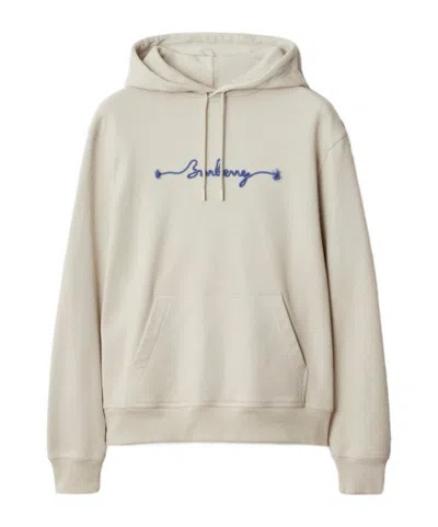 BURBERRY BURBERRY LOGO EMBROIDERED DRAWSTRING HOODIE