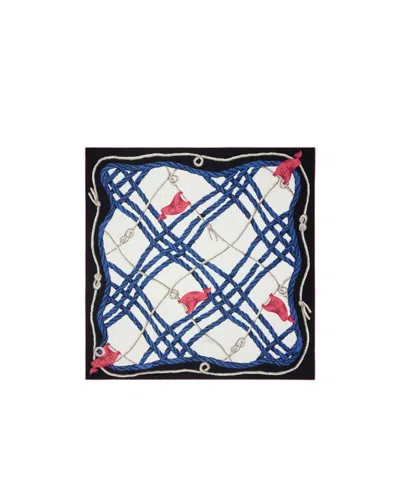 Burberry Knot-check Silk Scarf In Blue