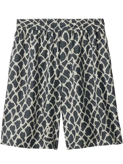 Burberry Knot-print Silk Shorts In Magnet