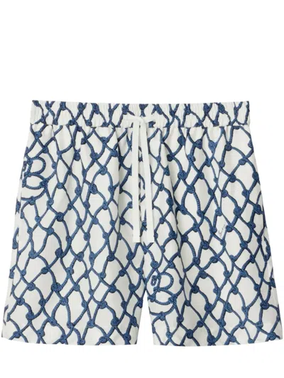 Burberry Knot Silk Shorts In Pool