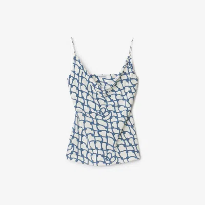 Burberry Knot Silk Top In Blue
