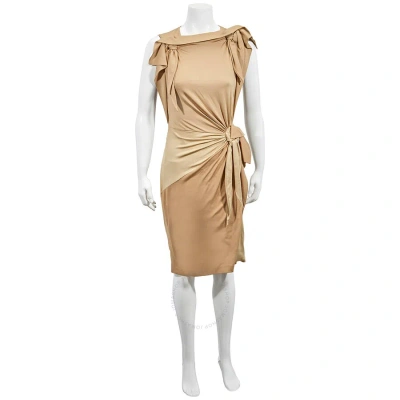 Burberry Knotted Stretch-silk Sheath Dress In Wheat