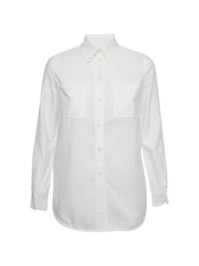 Pre-owned Burberry Label Applique Button-down Shirt In White