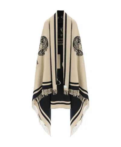 Burberry Label Cashmere-wool Jacquard Blanket In Nude