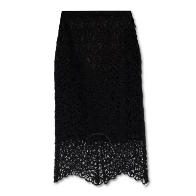 Burberry Macrame Lace Pencil Skirt In Black